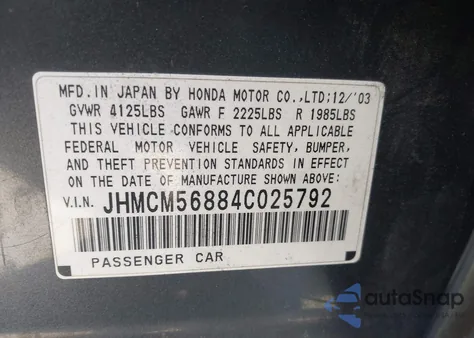 2004 Honda Accord 2.4 Ex z USA, uszkodzony, nr VIN JHMCM56884C025792